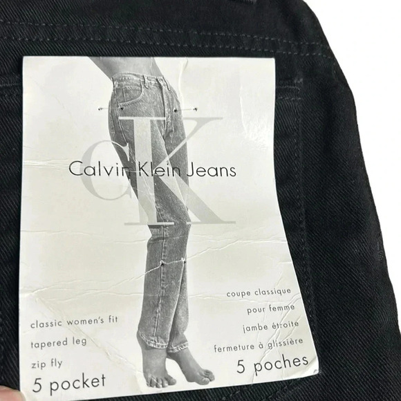 Black jeans,Calvin Klein NWT 🇨🇦 Y2K ,vtg classic,Waist 25 ,high rise 11”,biker - Picture 6 of 9